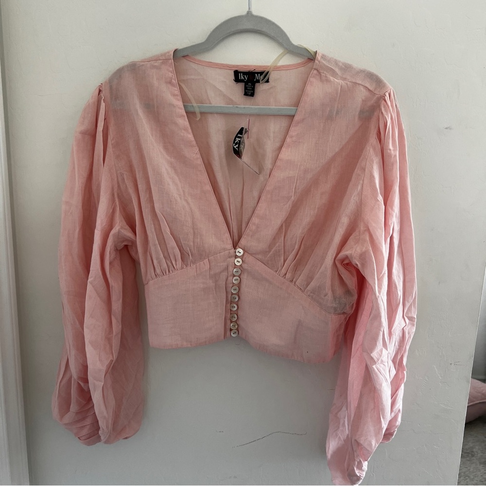 Pink Button-Up Women's Top